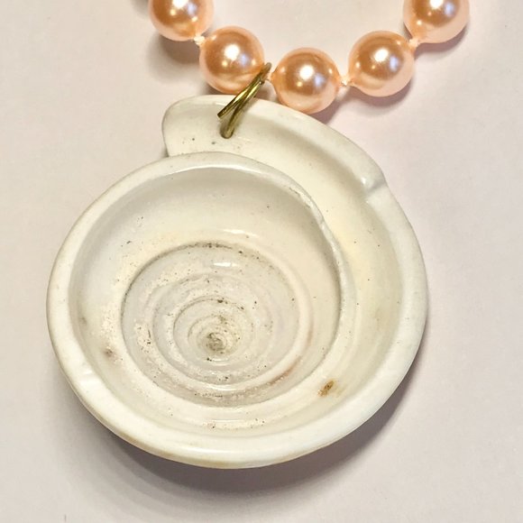 Natural Shell Shiva Nautilus Pearl Necklace Choker Statement VintagePeach 16-18" - Picture 6 of 8